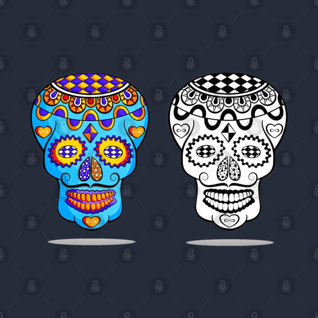 Set of Mexican sugar skulls with mustache by TheSkullArmy