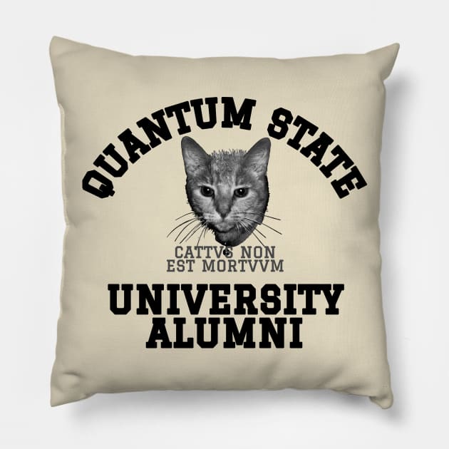 Quantum State Alumni Schrodinger's Cat Funny Science Pillow by Science_is_Fun