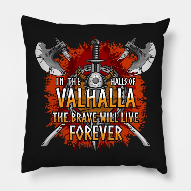 Viking Halls of Valhalla Pillow by RadStar