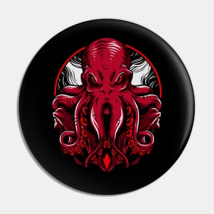 Octopus Kraken Sea Monster Red Pin