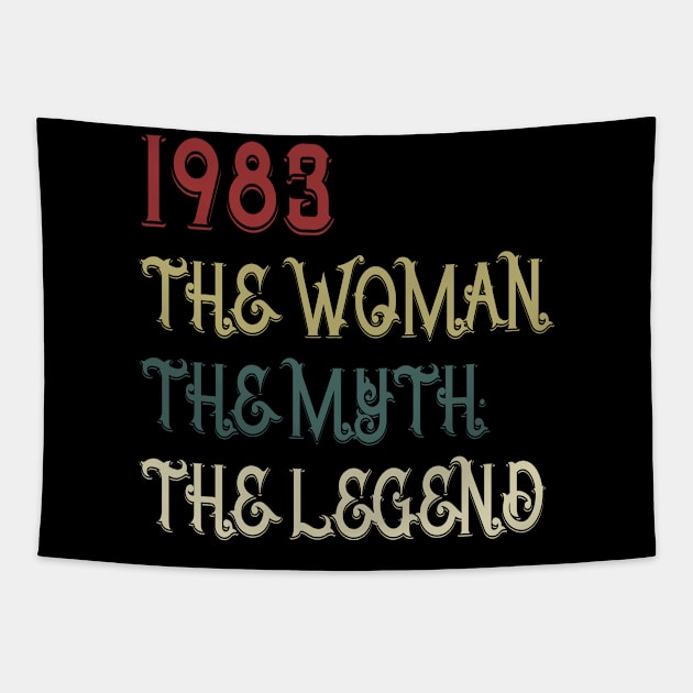 Vintage Retro 37th Birthday Gift Womens 1983 Legend Tapestry by Damsin