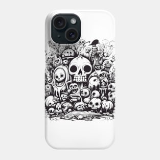 Halloween skull doodle Phone Case