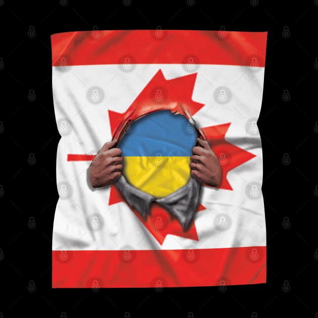 Ukraine Flag Canadian Flag Ripped - Gift for Ukrainian From Ukraine by Country Flags