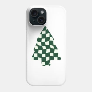 Abstract Checker Board Christmas Tree - Forest Green Phone Case