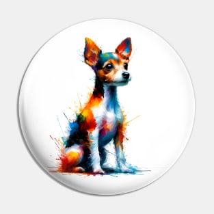 Vibrant Toy Fox Terrier in Splash Art Style Pin