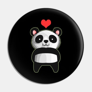 Kawaii Panda With Red Heart Over Head Cute I Love Panda Pin