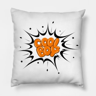 Cool boy hand lettering on explosion with decorative elements. Pillow