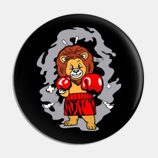 LION BOXING CARTOON Pin