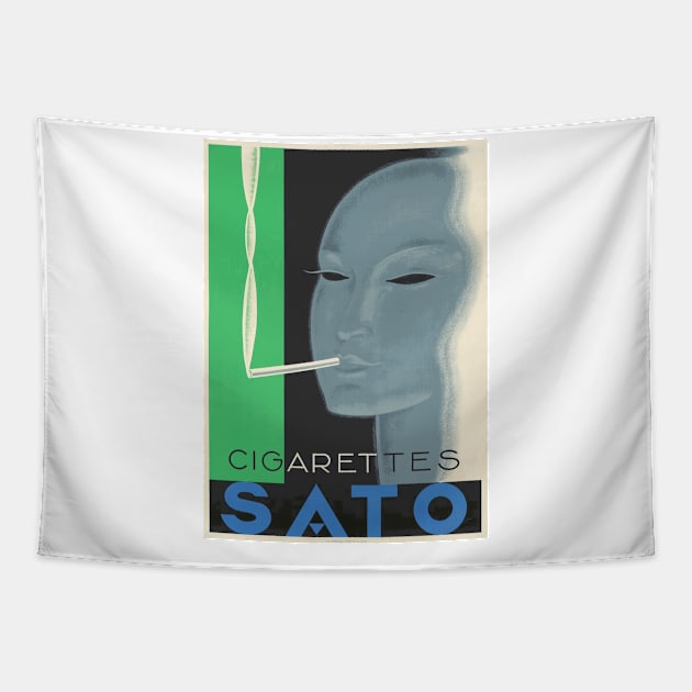 Cigarettes Sato - Vintage Art Deco Advertising Poster Design Tapestry by Naves