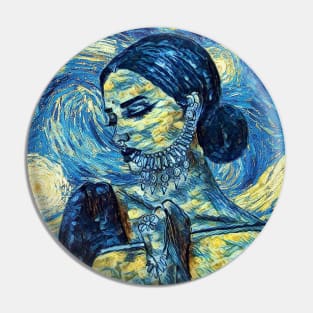 Woman in saree Van Gogh Style Pin