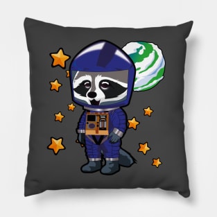 space odyssey raccoon BLUE Pillow