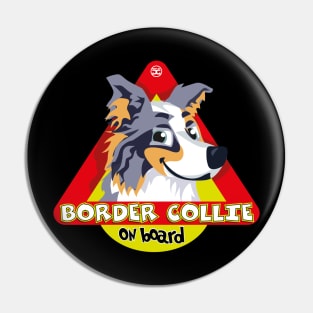 Border Collie On Board - Blue Merle Tricolor Pin