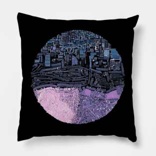 transect the dark in the city ecopop collage art Pillow