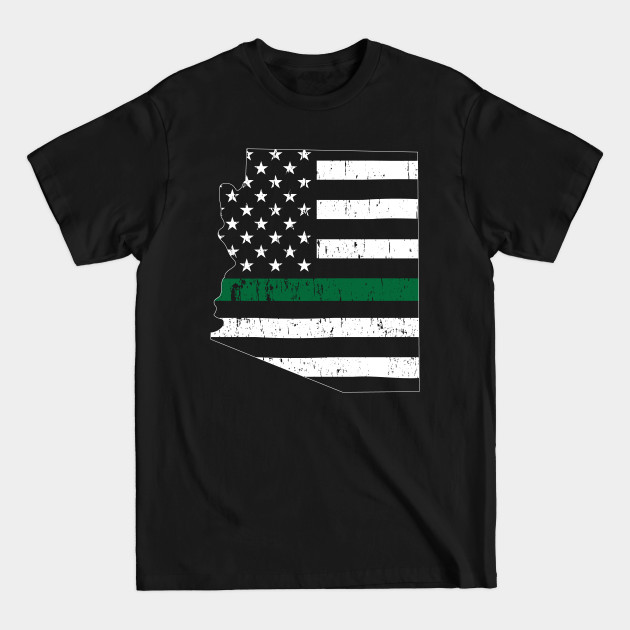 Disover Arizona Thin Green Line Military and Border Patrol Shirt - Military Veteran - T-Shirt