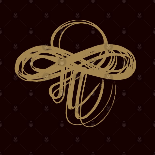 Marathi Text Spells Like English Pronoun ME  and the Meaning is I am. It is Combined with an Infinity Symbol to Express the thought that I am  Infinite, I am Universe. Colored in Golden Color by GeeTee