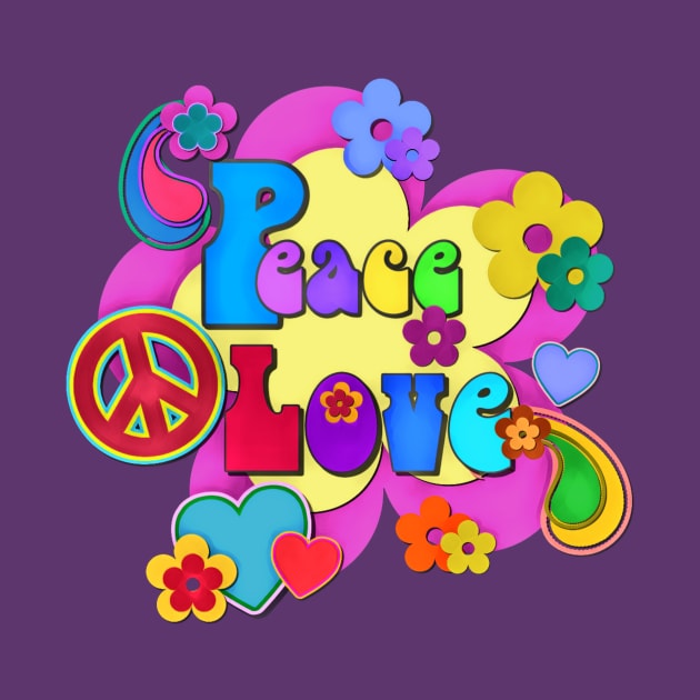 Pretty Flower Power Peace and Love Hippy Design by AlondraHanley