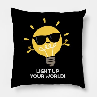 Light Up YOur World Cute Positive Bulb Pun Pillow