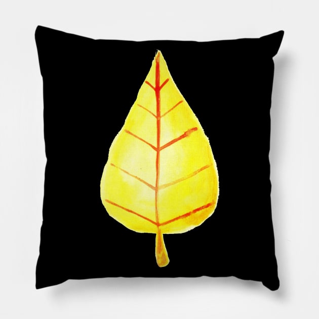 Simple Yellow Leaf Watercolor Pillow by saradaboru