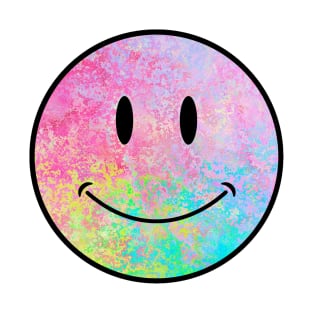 electric neon psychedelic splatter smiley face T-Shirt