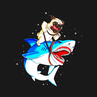 Pug Riding Shark T-Shirt