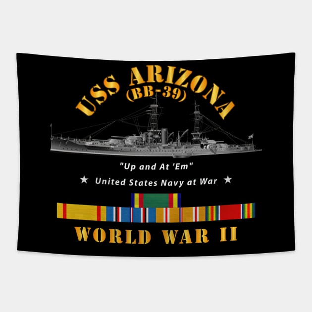 Battleship  USS Arizona WWII w SVC Ribbons Tapestry by gladbinnacle