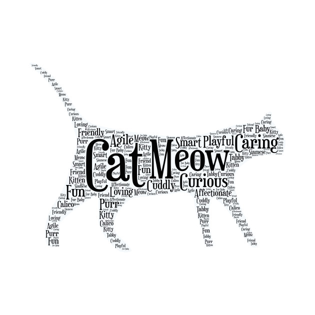 Cute Cat Word Cloud Original Art Cats TShirt TeePublic
