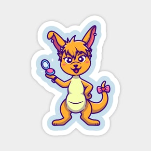 Cute Kangaroo With Make Up Cartoon Magnet