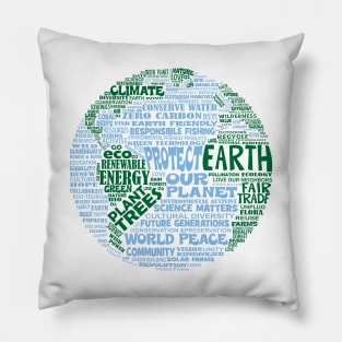 Save Earth - Protect Earth - Word Cloud Pillow