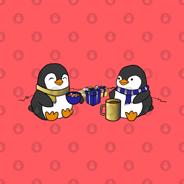 Jewish Penguins at Hanukkah by Elizabeths-Arts