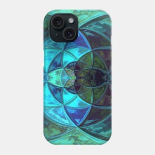 Mosaic Kaleidoscope Flower Blue and Green Phone Case