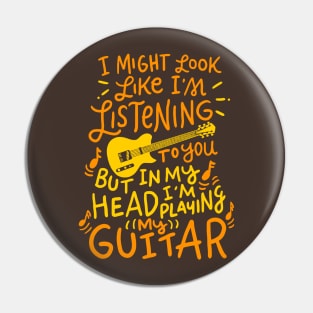 Funny Guitar Player T-Shirt Music Lover Guitarist Gift Pin