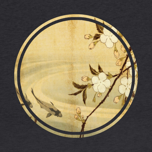 Old Japanese Painting Flowers And Koi Fish Japanese Hoodie