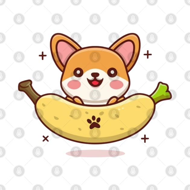 kawaii corgi banana coming out of it by YuriArt