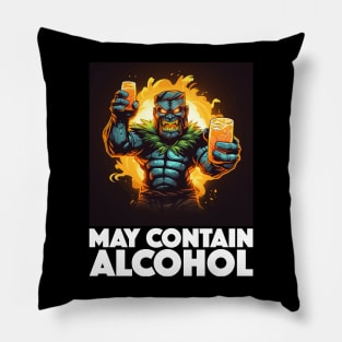 May Contain Alcohol, with White Lettering Pillow