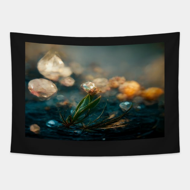 Forest Flower Rain Drops In Rainy Weather Tapestry by Unwind-Art-Work