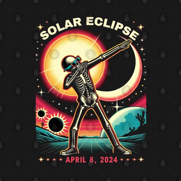 Dabbing Skeleton Total Solar Eclipse 2024 wearing Glasses by HBart