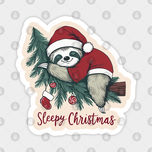 Sleepy sloth christmas Magnet by Elysian wear