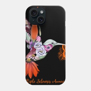 Multiple Sclerosis Awareness Humming Bird Flowers Ribbon Phone Case