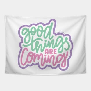 Good Things Are Coming - Mint/Pink/Purple Tapestry