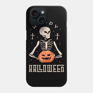 Happy Halloween Skeleton With Jack O' Lantern Phone Case