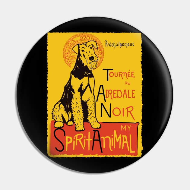 Funny Airedale Terrier Cute Dog Chat Noir Mashup Art Pin by Get Hopped Apparel