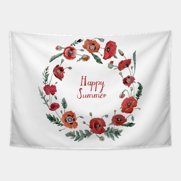 Happy Summer Wreath Tapestry by Golden Section