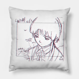 Lain Iwakura 3D Sketch 001 - Black on White Pillow