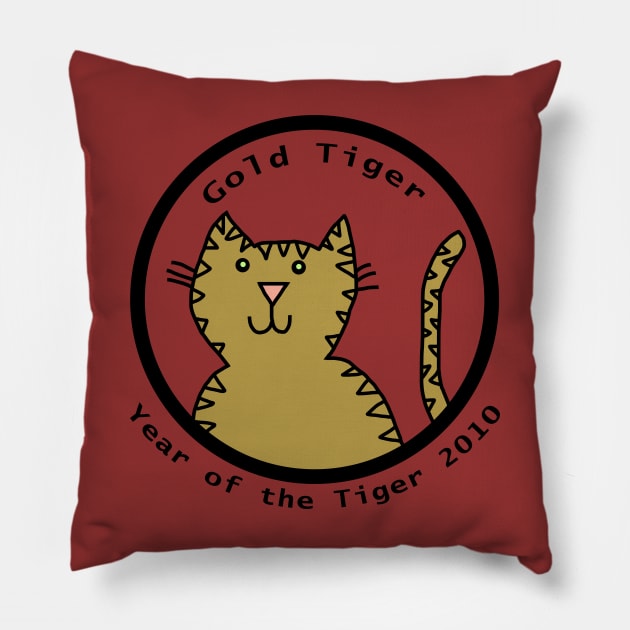 Year of the Gold Tiger 2010 Pillow by ellenhenryart