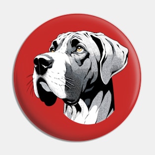 Stunning and Cool Great Dane Monochrome and Gold Portrait for Father's Day Pin