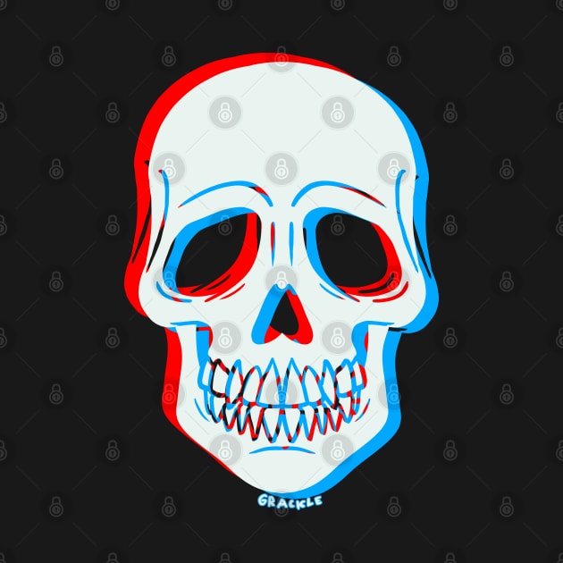 3D Glitch Skull (Red and Blue Version) by Jan Grackle