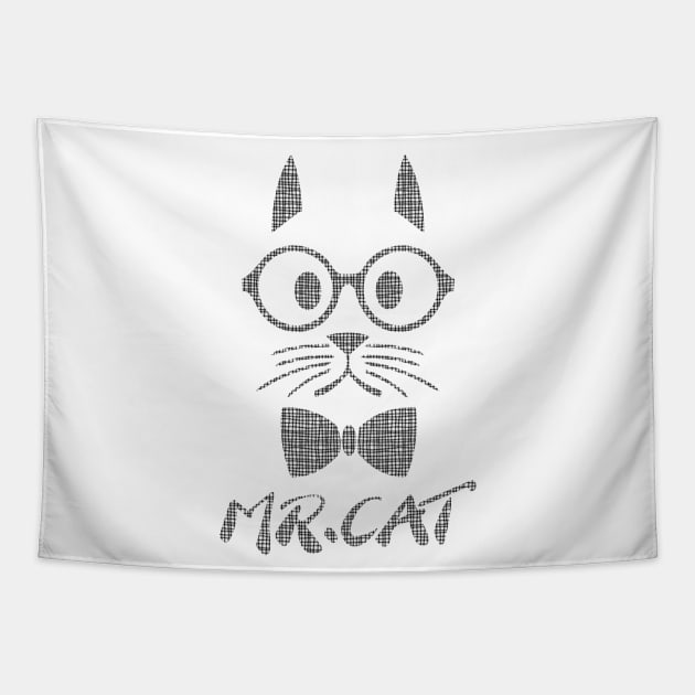 Grid Mr Cat Tapestry by anbartshirts