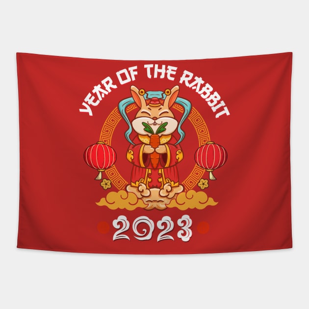 Happy Chinese New Year 2023 - Year Of The Rabbit Zodiac 2023 Tapestry by Jhon Towel