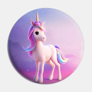 Cute White Unicorn with Pink & Blue Mane Pin
