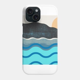 Landscape Textured Collage of Mountain, Sea and Sun Phone Case